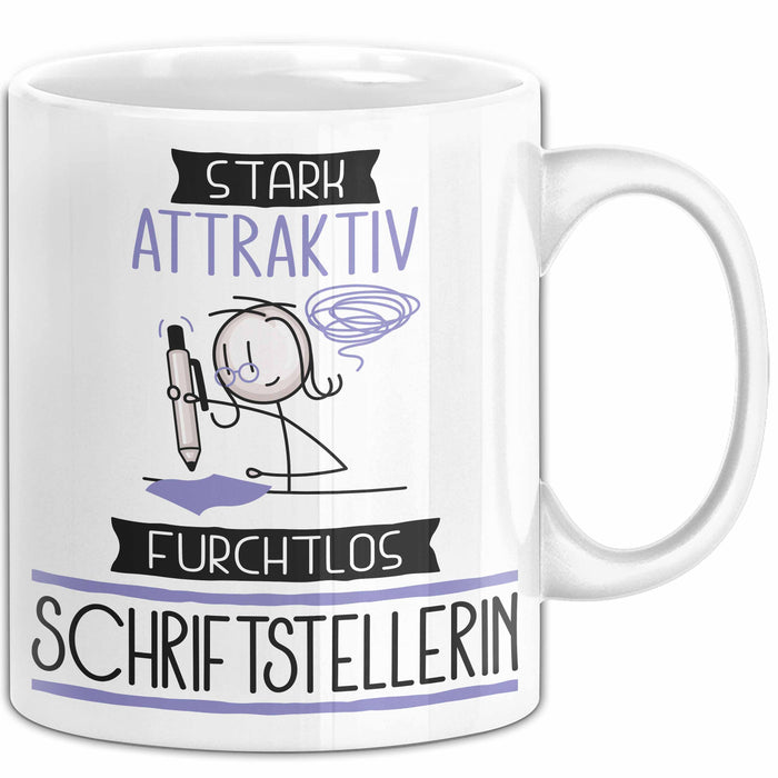 Schriftstellerin Tasse Geschenk Becher Stark Attraktiv Furchtlos Schriftstellerin Lustige Geschenkidee Weiß Trendation