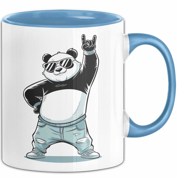 Panda Rock Musikliebhaber Musiker Tasse Geschenk Lustige Geschenkidee Spruch Blau Trendation