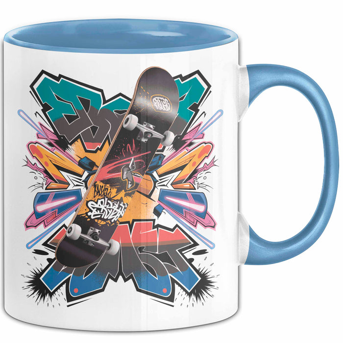 Skater Tasse Geschenk Lustige Geschenkidee Spruch Für Urban Fahrer Blau Trendation
