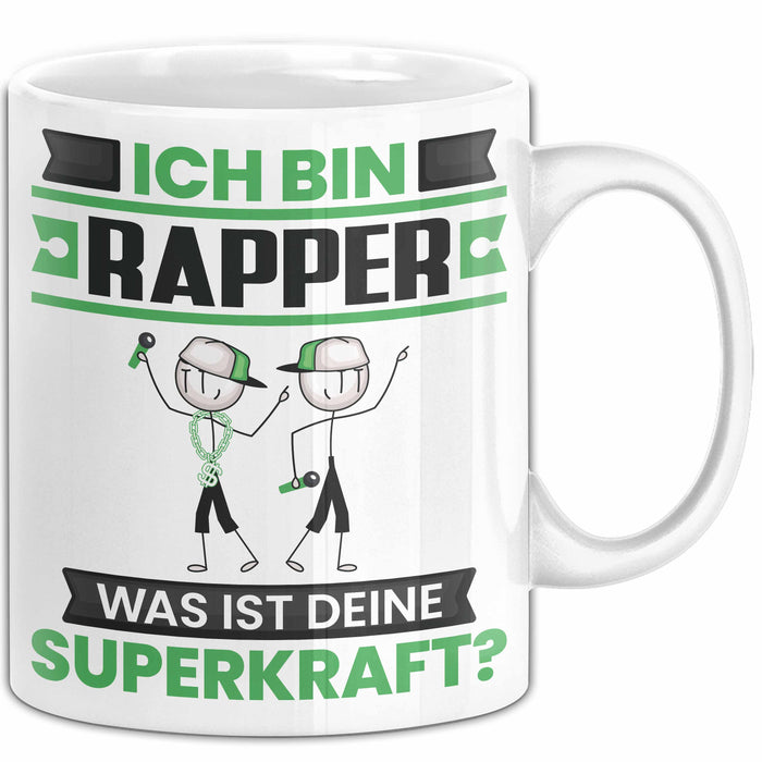 Rapper Tasse Geschenk für Rapper Geburtstag Lustiger Spruch Kaffee-Becher Was Ist Deine Superkraft Weiß Trendation