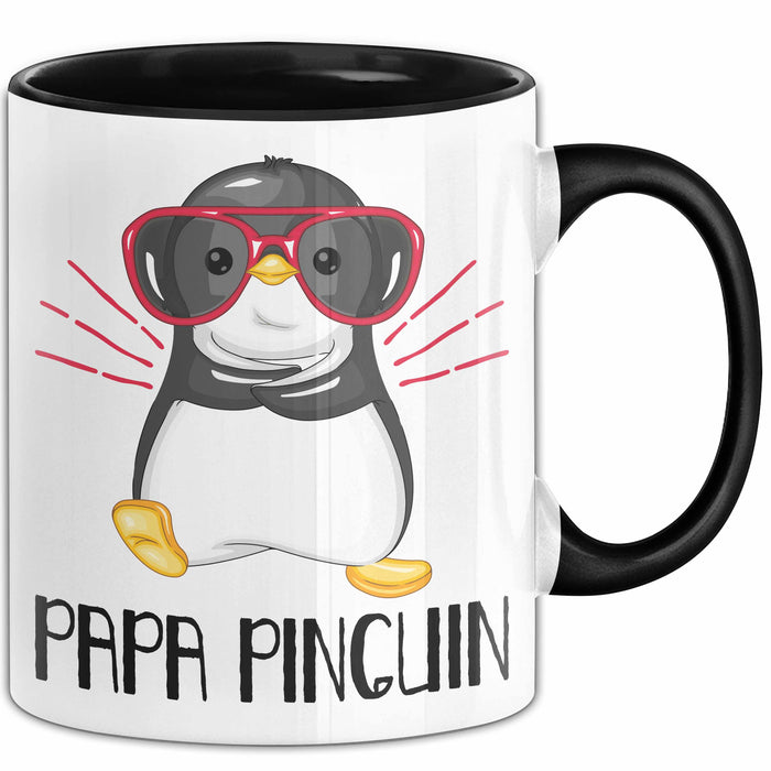 Papa Pinguin Tasse Geschenk Pinguin Liebhaber Vatertag Schwarz Trendation