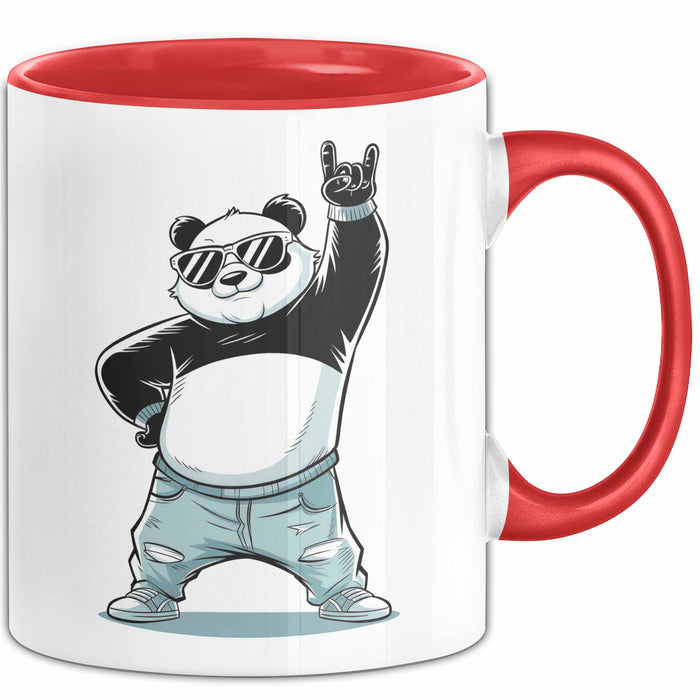 Panda Rock Musikliebhaber Musiker Tasse Geschenk Lustige Geschenkidee Spruch Rot Trendation