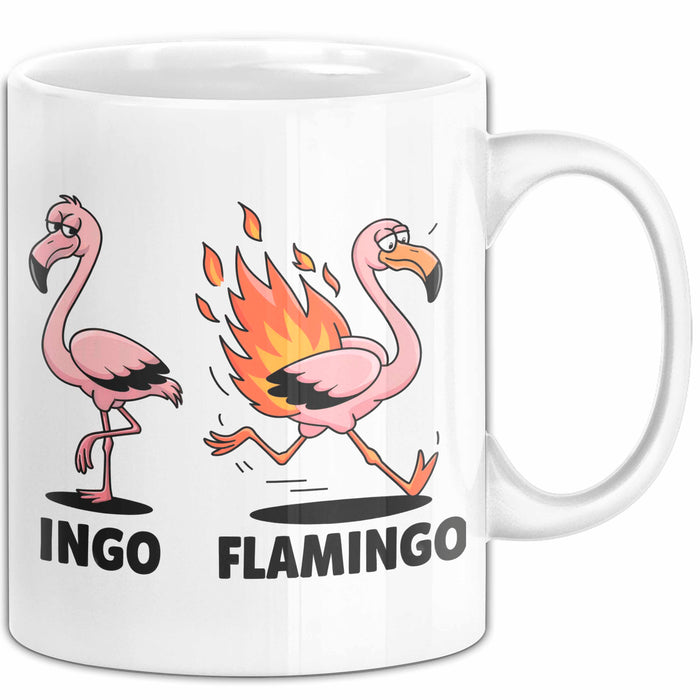 Flamingo In Flammen Tasse Geschenk Lustige Geschenkidee Spruch Weiß Trendation