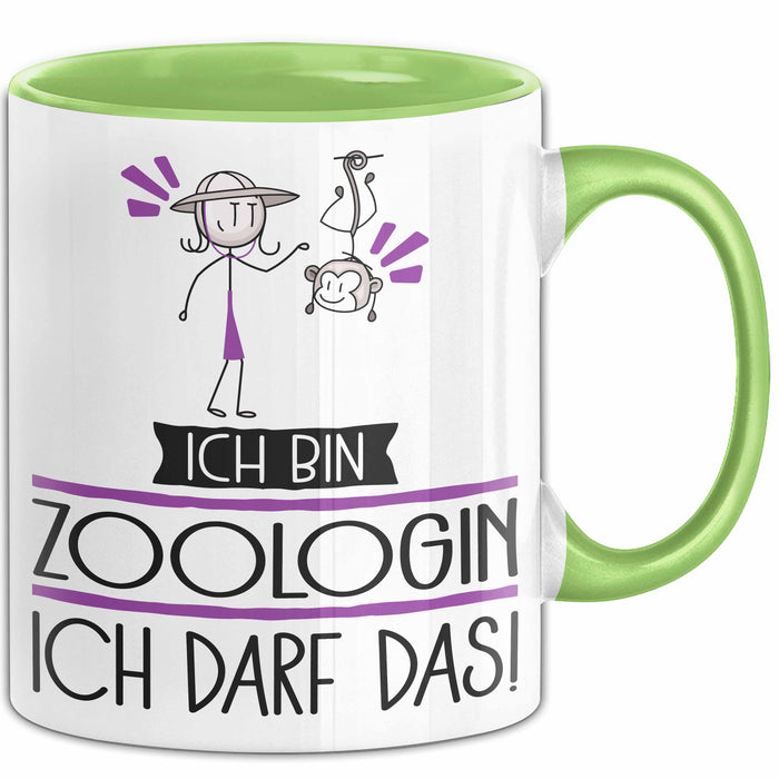 Geschenk für Zoologin Tasse Lustige Geschenkidee Geburtstag Ich Bin Zoologin Ich Darf Das Grün Trendation