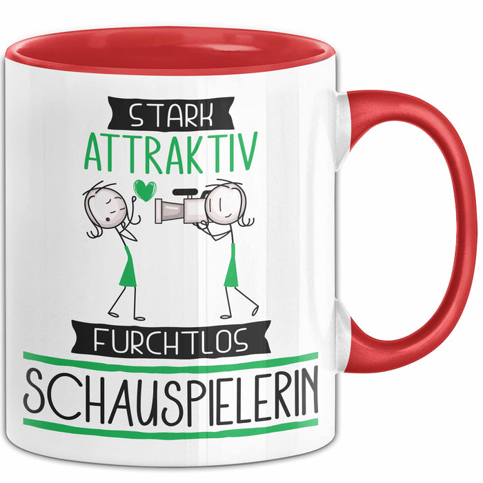 Schauspielerin Tasse Geschenk Becher Stark Attraktiv Furchtlos Schauspielerin Lustige Geschenkidee Rot Trendation