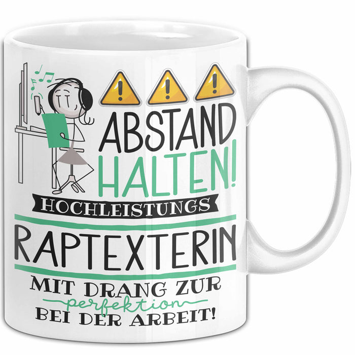 Raptexterin Tasse Geschenk Lustig Abstand Halten Hochleistungs-Raptexterin Mit Drang Zur Perfektion Bei Der Arbeit Weiß Trendation