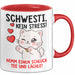 Schwester Tasse Geschenk Schwesti Kein Stress Schluck Tee Geschenkidee Rot Trendation