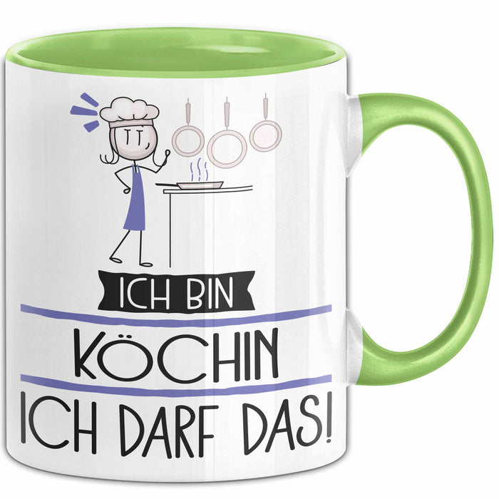 Geschenk für Köchin Tasse Lustige Geschenkidee Geburtstag Ich Bin Köchin Ich Darf Das Grün Trendation