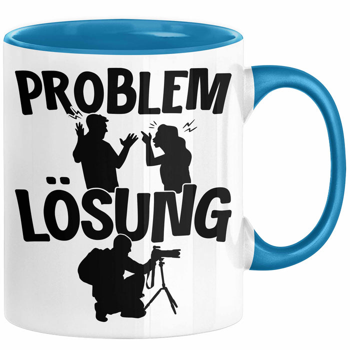 Fotograf Tasse Geschenk für Fotograf Männer Geschenkidee Problem und Lösung Fotografieren Blau Trendation