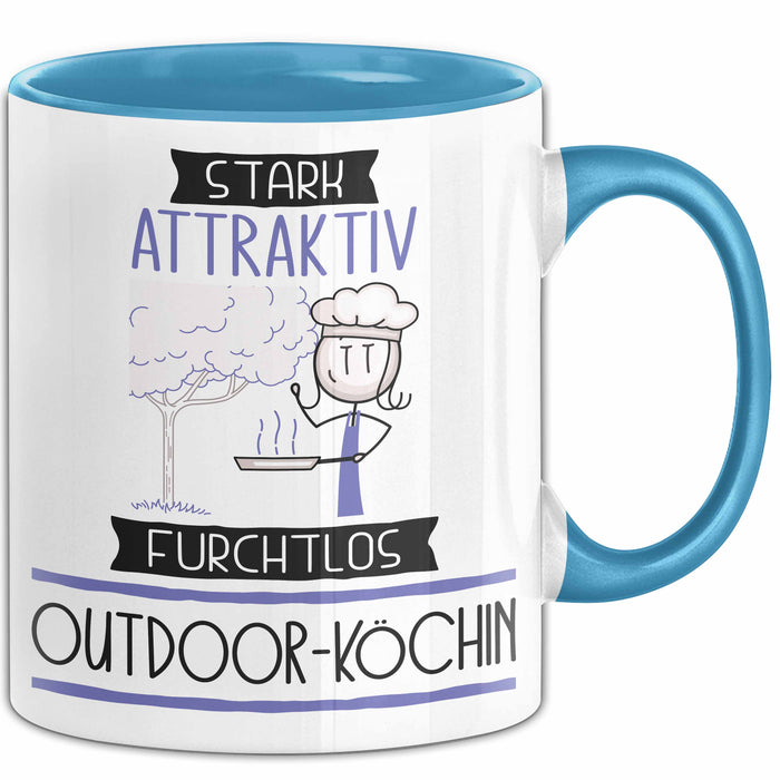 Outdoor-Köchin Tasse Geschenk Becher Stark Attraktiv Furchtlos Outdoor-Köchin Lustige Geschenkidee Blau Trendation