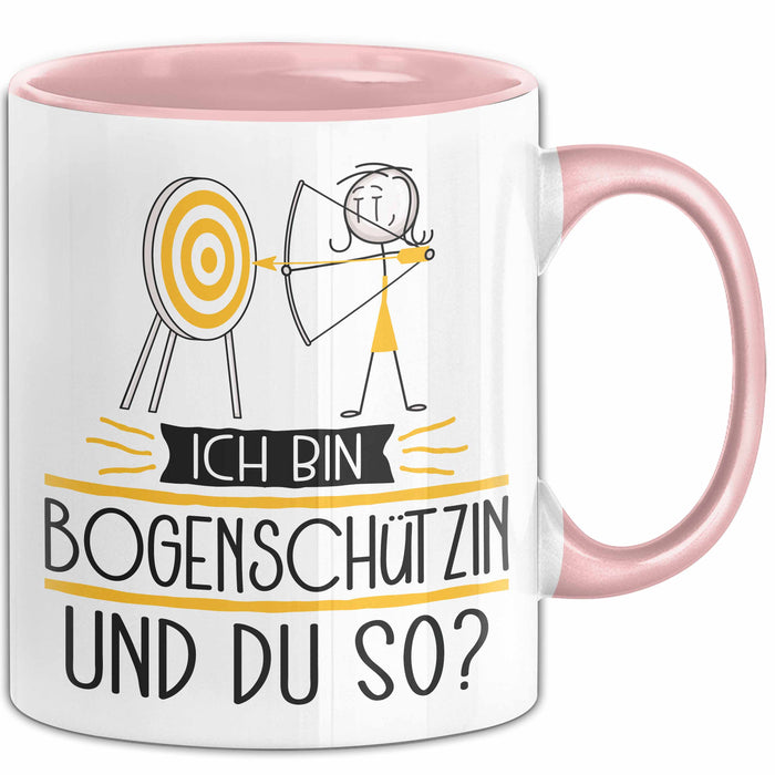 Bogenschützin Tasse Geschenk Ich Bin Bogenschützin Und Du So Geschenkidee Lustiger Spruch Becher Rosa Trendation