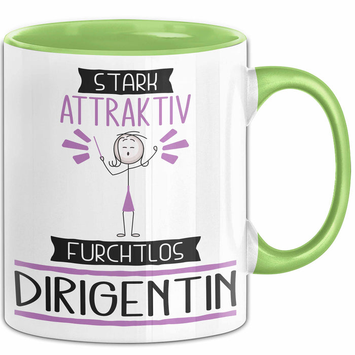 Dirigentin Tasse Geschenk Becher Stark Attraktiv Furchtlos Dirigentin Lustige Geschenkidee Grün Trendation