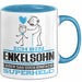 Enkelsohn Geschenk Tasse Ich Bin Enkelsohn Aber Sag Doch Einfach Superheld Lustige Geschenkdiee für Enkelsohn Kaffee-Becher Blau Trendation