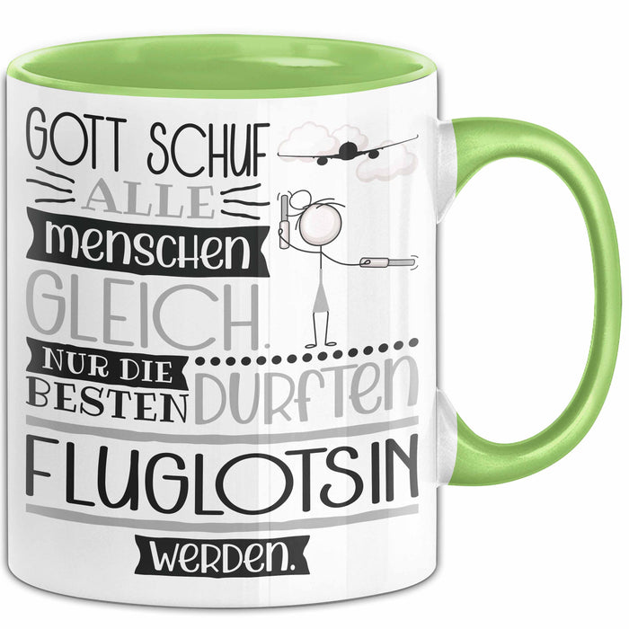 Fluglotsin Geschenk Becher Tasse Gott Schuf Alle Menschen Gleich Nur Die Besten Durfeten Fluglotsin Werden Geschenkidee Lustig Grün Trendation