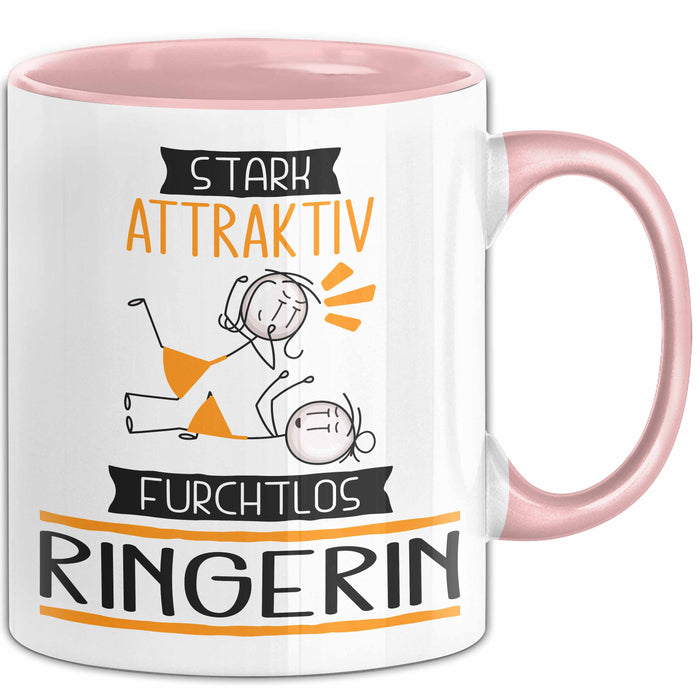 Ringerin Tasse Geschenk Becher Stark Attraktiv Furchtlos Ringerin Lustige Geschenkidee Rosa Trendation