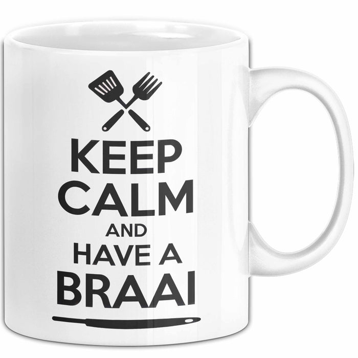 Südafrika Südafrikanisch Tasse Geschenk Lustige Geschenkidee Spruch Bleib Ruhig Und Genieße Ein Braai Weiß Trendation