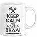 Südafrika Südafrikanisch Tasse Geschenk Lustige Geschenkidee Spruch Bleib Ruhig Und Genieße Ein Braai Weiß Trendation