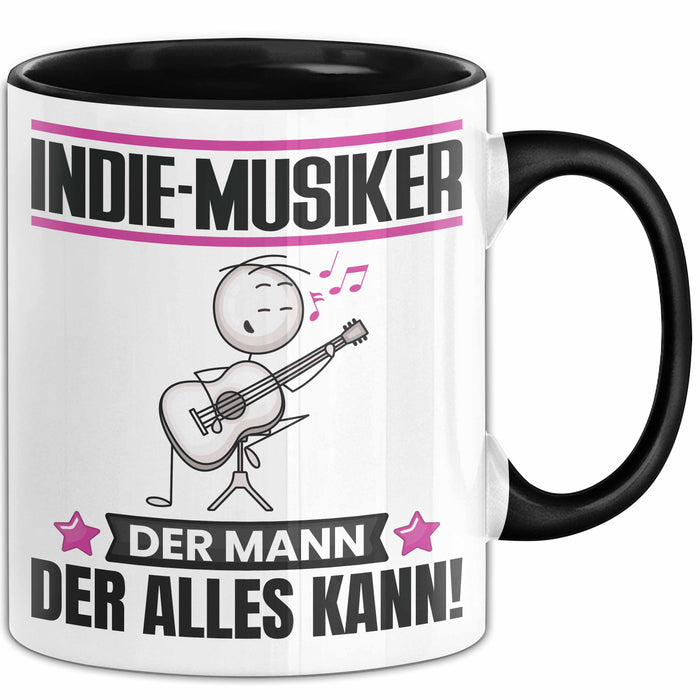 Indie-Musiker Tasse Geschenk für Indie-Musiker Der Mann Der Alles Kann Geschenkidee zum Geburtstag Schwarz Trendation