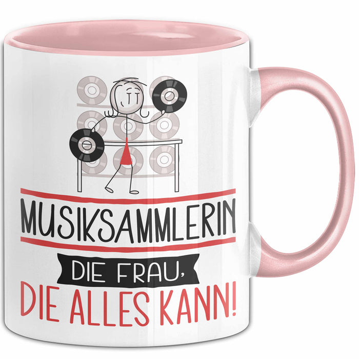 Musiksammlerin Geschenk Tasse Becher Die Frau Die Allen Kann Geschenkidee für eine Musiksammlerin Lustig Rosa Trendation