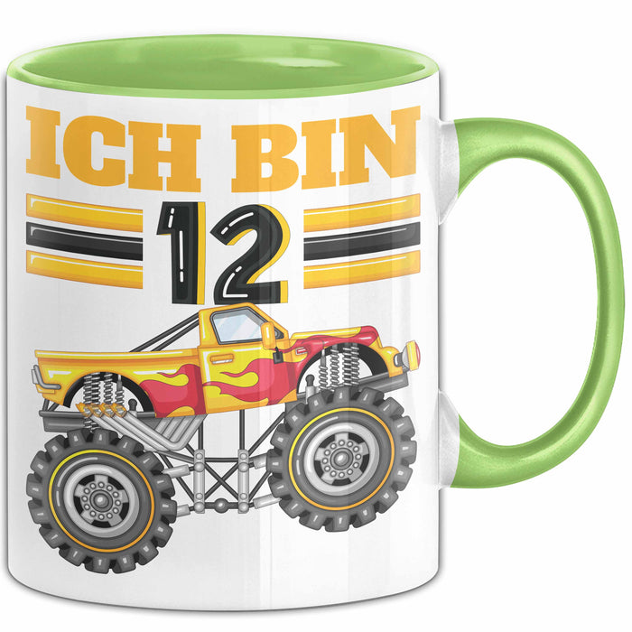 12. Geburtstag Geschenk Tasse Becher Jungs Trucks Geburtstagsgeschenk Ich Bin 12 Grün Trendation