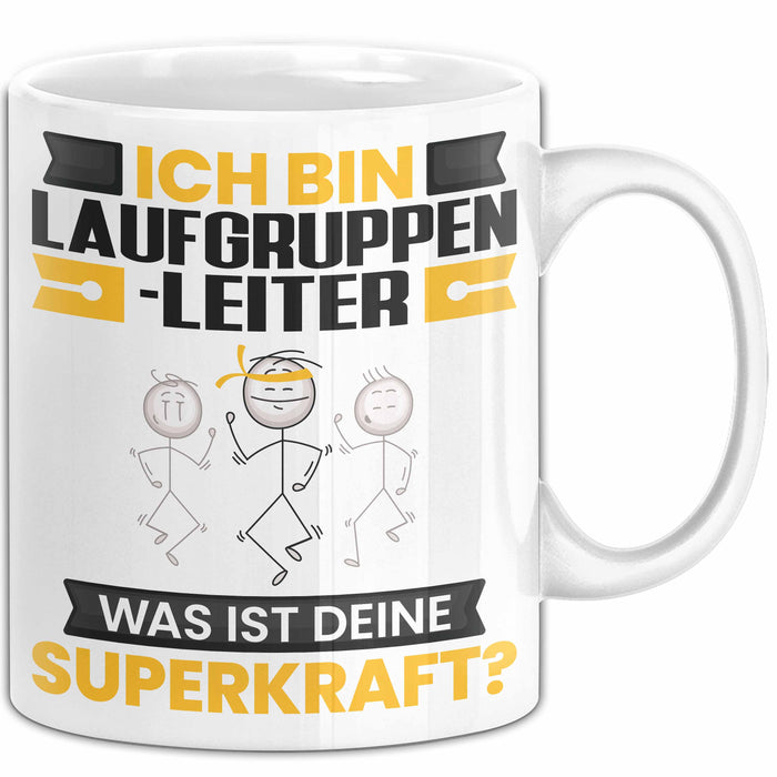 Laufgruppenleiter Tasse Geschenk für Laufgruppenleiter Geburtstag Lustiger Spruch Kaffee-Becher Was Ist Deine Superkraft Weiß Trendation