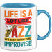 Jazz-Liebhaber Tasse Geschenk Life Is A Lot Like Jazz Its Best When You Improvize Becher Blau Trendation