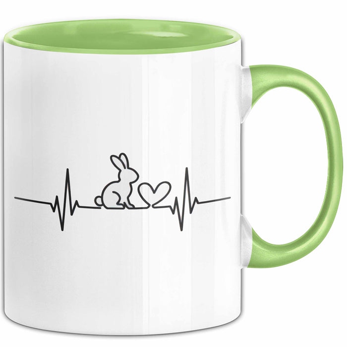 Kaninchen Hase Herzschlag Tasse Geschenk Lustige Geschenkidee Spruch Grün Trendation