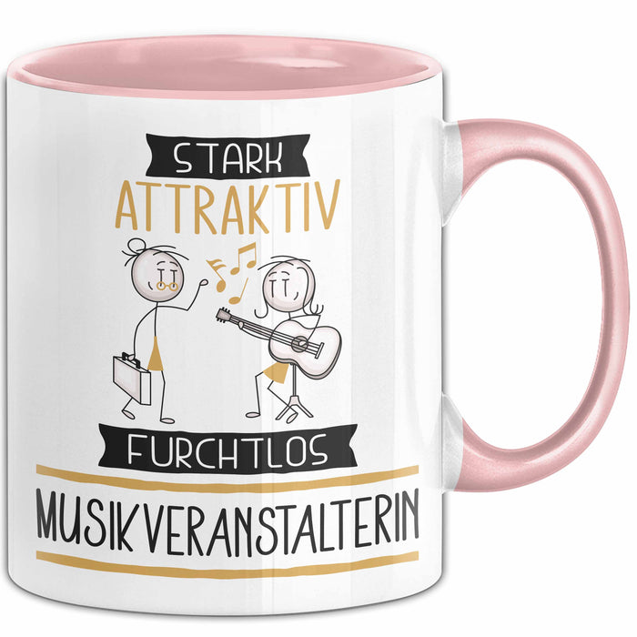 Musikveranstalterin Tasse Geschenk Becher Stark Attraktiv Furchtlos Musikveranstalterin Lustige Geschenkidee Rosa Trendation
