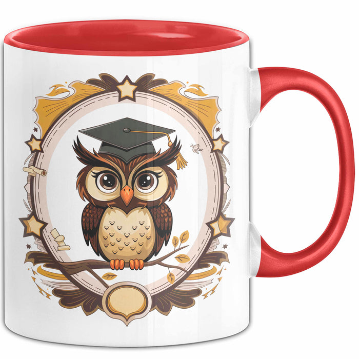 Eulenliebhaber Tasse Geschenkidee für Nachtwesen Fans Rot Trendation