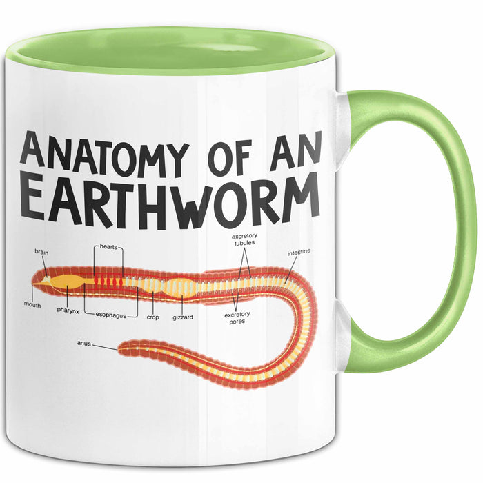 Regenwurm Tasse Geschenk Lustige Geschenkidee Spruch Anatomie Eines Regenwurms Grün Trendation