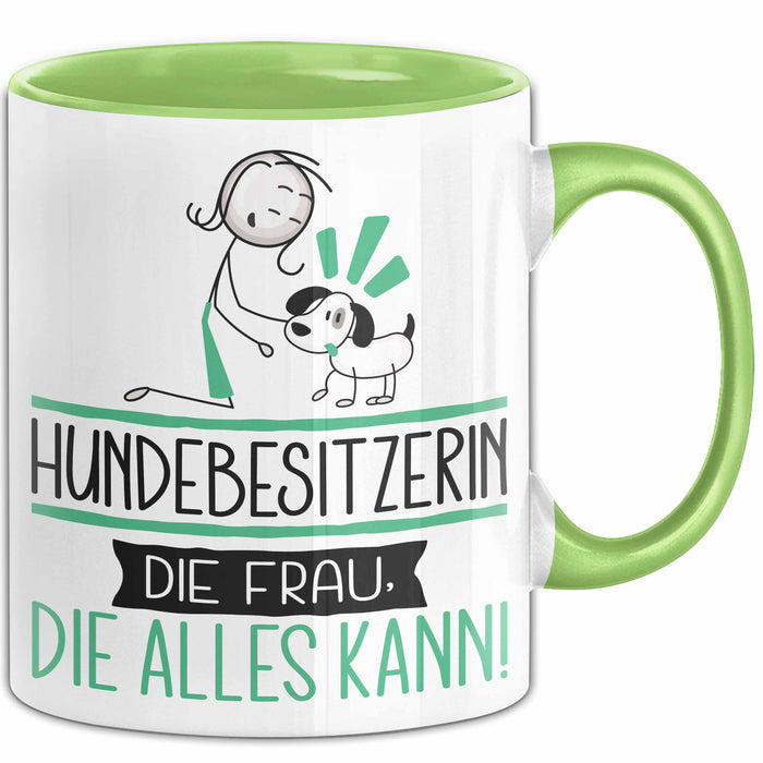 Hundebesitzerin Geschenk Tasse Becher Die Frau Die Allen Kann Geschenkidee für eine Hundebesitzerin Lustig Grün Trendation