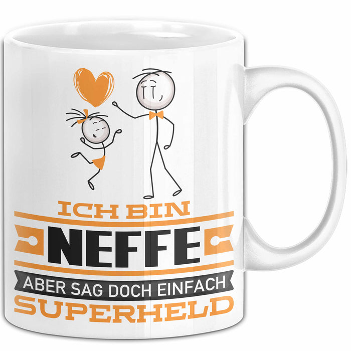 Neffe Geschenk Tasse Ich Bin Neffe Aber Sag Doch Einfach Superheld Lustige Geschenkdiee für Neffe Kaffee-Becher Weiß Trendation