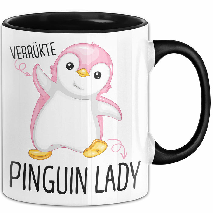 Lustige Tasse Geschenk Verrückte Pinker Pinguin Spruch Schwarz Trendation