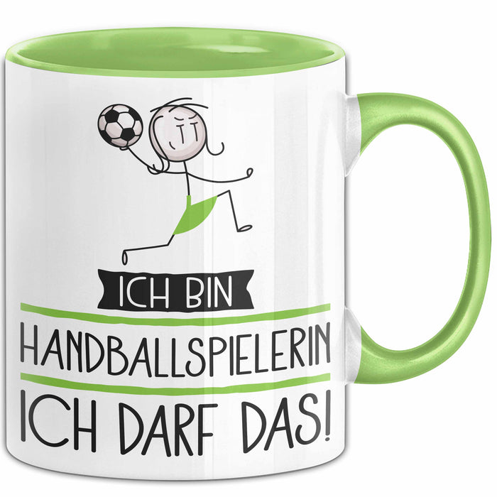 Geschenk für Handballspielerin Tasse Lustige Geschenkidee Geburtstag Ich Bin Handballspielerin Ich Darf Das Grün Trendation