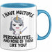 Humor Tasse Geschenk Ich Habe Mehrere Personalitäten Und Keine Mag Dich Einhorn Kaffee-Becher Blau Trendation