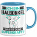 Halbonkel Tasse Geschenk für Halbonkel Geburtstag Lustiger Spruch Kaffee-Becher Was Ist Deine Superkraft Blau Trendation