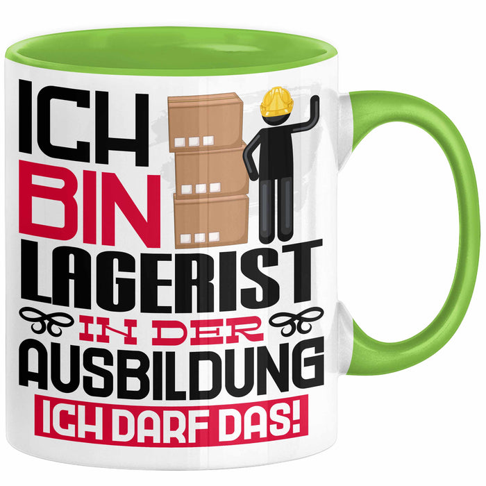 Lagerist Ausbildung Tasse Geschenk Ich Bin Lagerist In Der Ausbildung Ich Darf Das Geschenkidee Spruch Grün Trendation