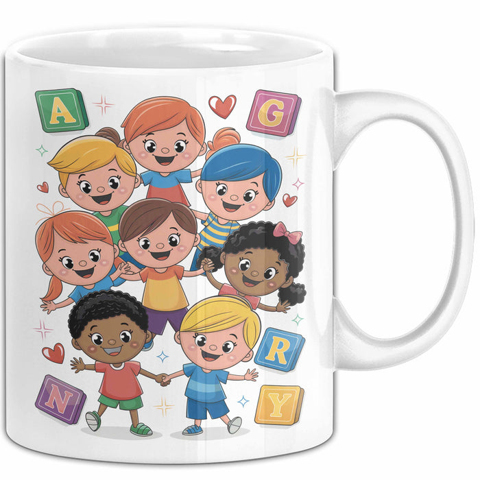 Kindergarten Lehrer Tasse Geschenk Lustige Geschenkidee Spruch Für Kleine Lernende Weiß Trendation