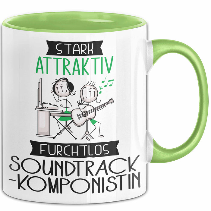 Soundtrack-Komponistin Tasse Geschenk Becher Stark Attraktiv Furchtlos Soundtrack-Komponistin Lustige Geschenkidee Grün Trendation