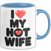 Ehefrau Ehefrauen Verheiratete Frauen Sarkasmus Tasse Becher Geschenk Lustige Geschenkidee Spruch Ich Liebe Meine Heiße Frau Blau Trendation
