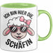 Schaf Tier Bauer Tasse Becher Geschenk Lustige Geschenkidee Spruch Ich Bin Hier Die Schäffin Grün Trendation