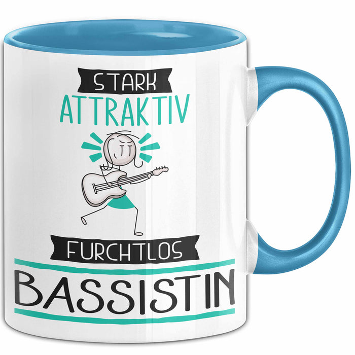 Bassistin Tasse Geschenk Becher Stark Attraktiv Furchtlos Bassistin Lustige Geschenkidee Blau Trendation