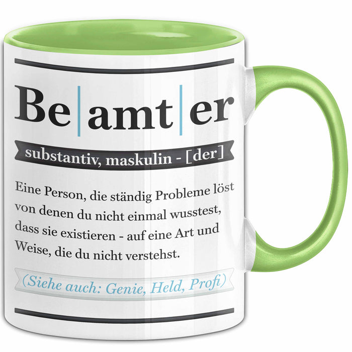 Beamter Tasse Geschenk Humorvoll Kollege Abschiedsgeschenk Grün Trendation