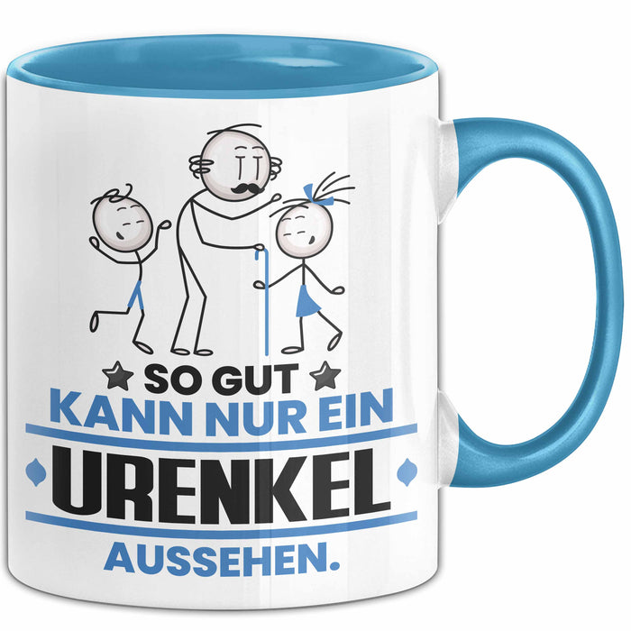 Urenkel Geschenk Tasse So Gut Kann Nur Ein Urenkel Aussehen Geschenkidee Kaffee-Becher Blau Trendation