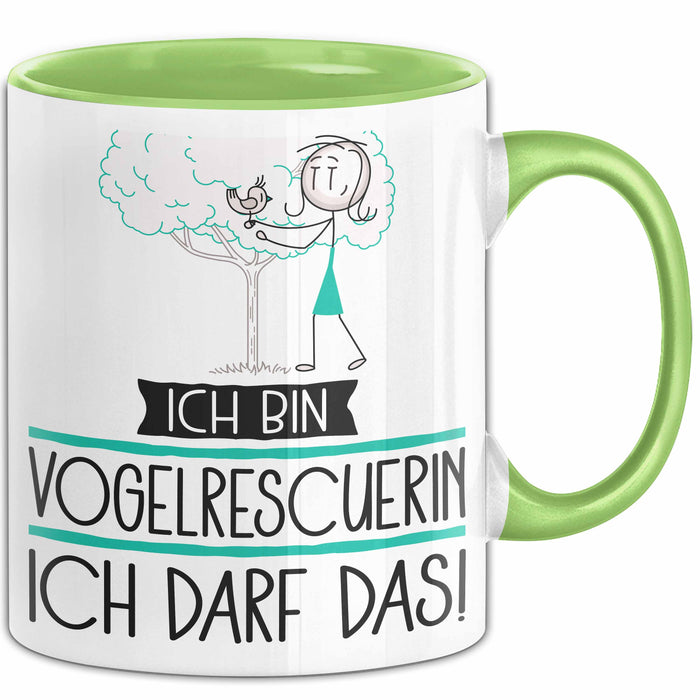 Geschenk für Vogelrescuerin Tasse Lustige Geschenkidee Geburtstag Ich Bin Vogelrescuerin Ich Darf Das Grün Trendation