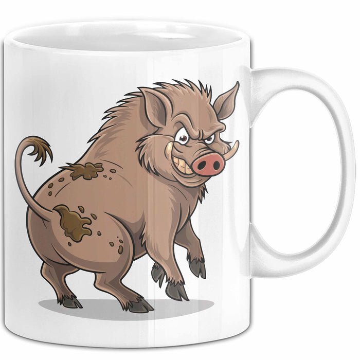 Wildschweinjagd Tasse Geschenk für Schwarzwildjäger Spruch Weiß Trendation