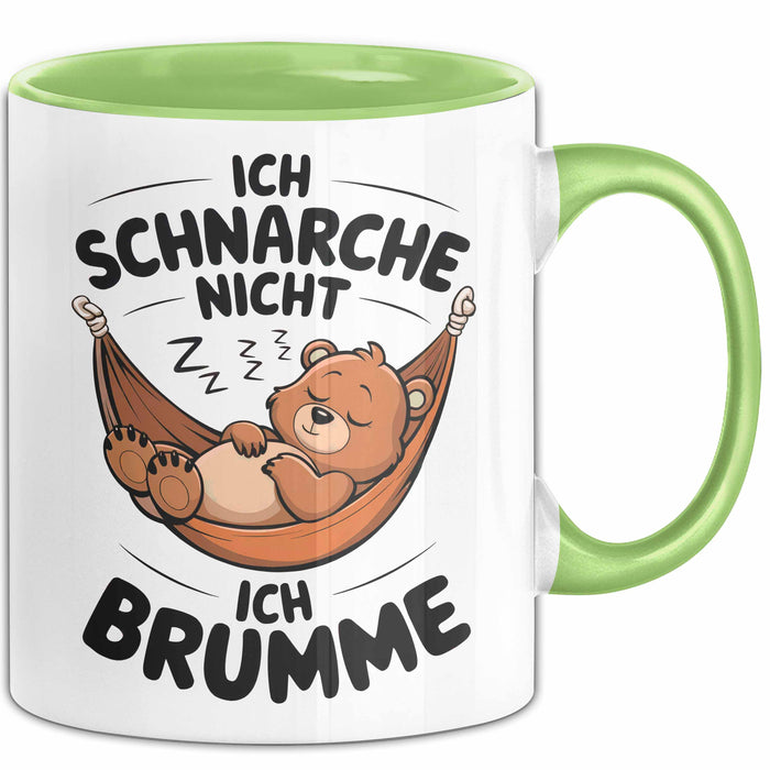 Schlafendes Bier Tasse Geschenk Lustige Geschenkidee Spruch Ich Schnarche Nicht Ich Brumme Grün Trendation