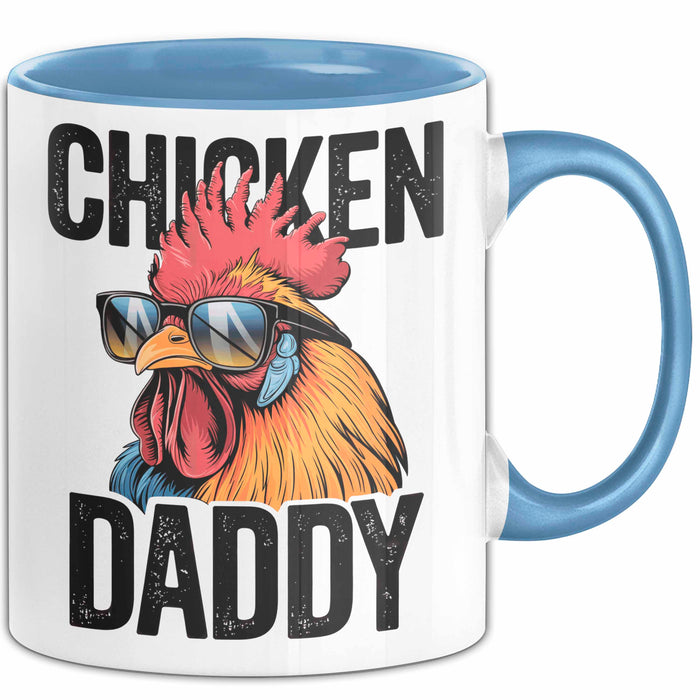Huhn Tier Bauer Tasse Becher Geschenk Lustige Geschenkidee Spruch Hühnerpapa Blau Trendation