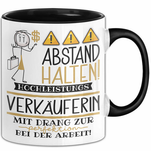 Verkäuferin Tasse Geschenk Lustig Abstand Halten Hochleistungs-Verkäuferin Mit Drang Zur Perfektion Bei Der Arbeit Trendation