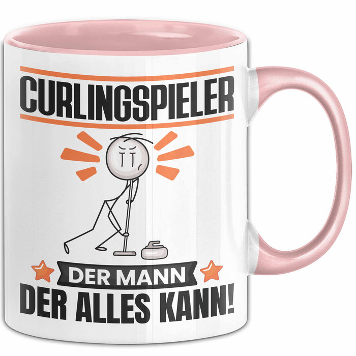 Curlingspieler Tasse Geschenk für Curlingspieler Der Mann Der Alles Kann Geschenkidee zum Geburtstag Rosa Trendation